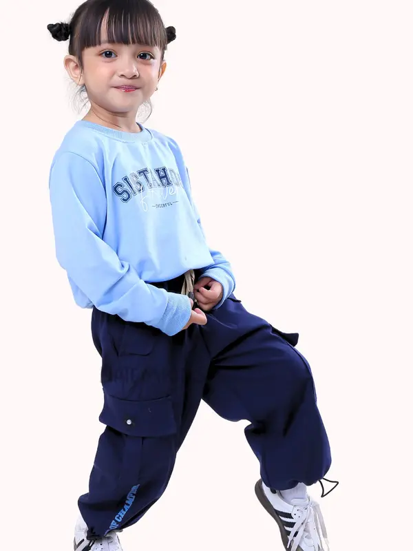 Set Sweater Oversize Anak Perempuan 4-13 Tahun Fashion Baju Anak Cewek Celana Cargo Serut | SOC | AI 1217 2