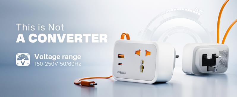 Product Introduction of TESSAN PD20W Universal Socket Extension Type-C Cable Multi Plug with USB & Type C, Phones Adapter 0