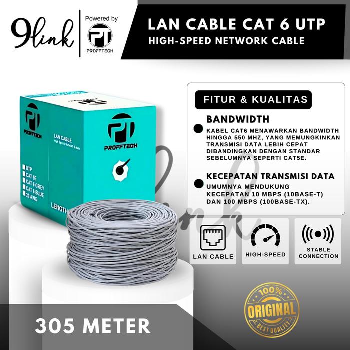 Gambar Proff Tech Kabel LAN Cat 6 UTP 305 Meter Double Shielded Anti-EMI Garansi 2 Tahun untuk Indoor & Outdoor - Metal - CAT 5 dari ProffTech Indonesia Kota Administrasi Jakarta Pusat 4 Tokopedia