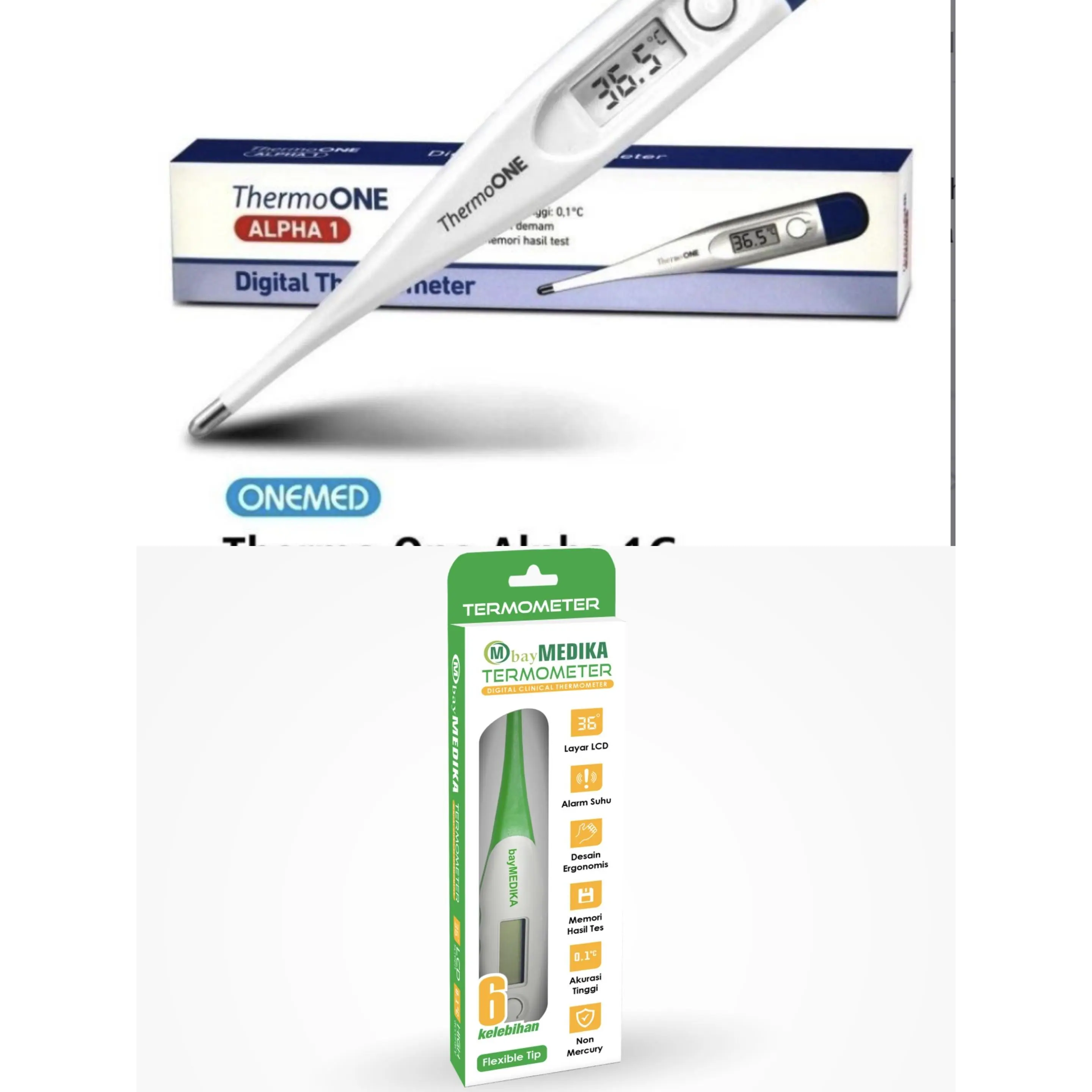 Thermometer Digital Medika / Thermo One Alpha 1 / 2 / Beta 1 / Flexi -Termometer Badan Onemed