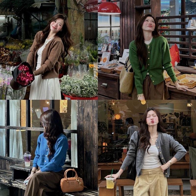   ẢNH OLDSCHOOL  Áo len lông thỏ chất mịn form ôm dáng tag "EGG" khuy vàng 