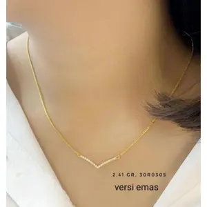 Kalung Fuji Permata Titanium Anti Karat Aksesoris Fashion Korea Perhiasan Elegan Gold Jewellery