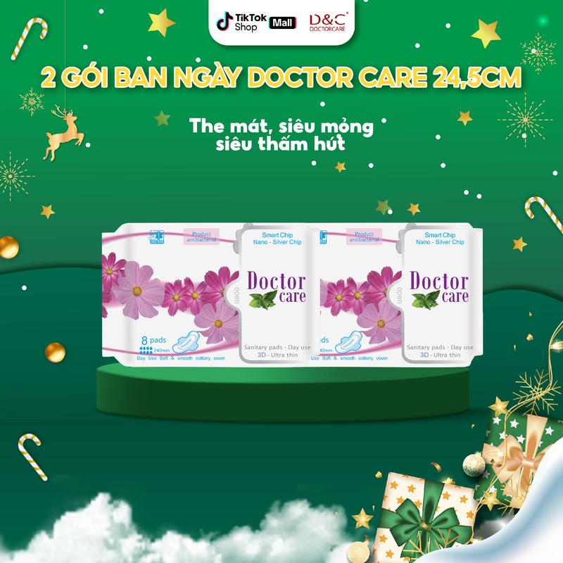 2 gói Băng vệ sinh ban ngày thảo dược D&C Doctor Care mát lạnh 24cm - 1 gói 8 miếng