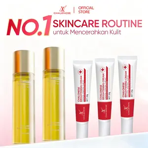 CHALONESE Paket-Whitening Set ( Brightening Cream + Whitening Toner ) Whitening And Moisturizing Niacinamide & Gluta Toner Cream Flek Hitam Membandel Whitening Freckle Cream