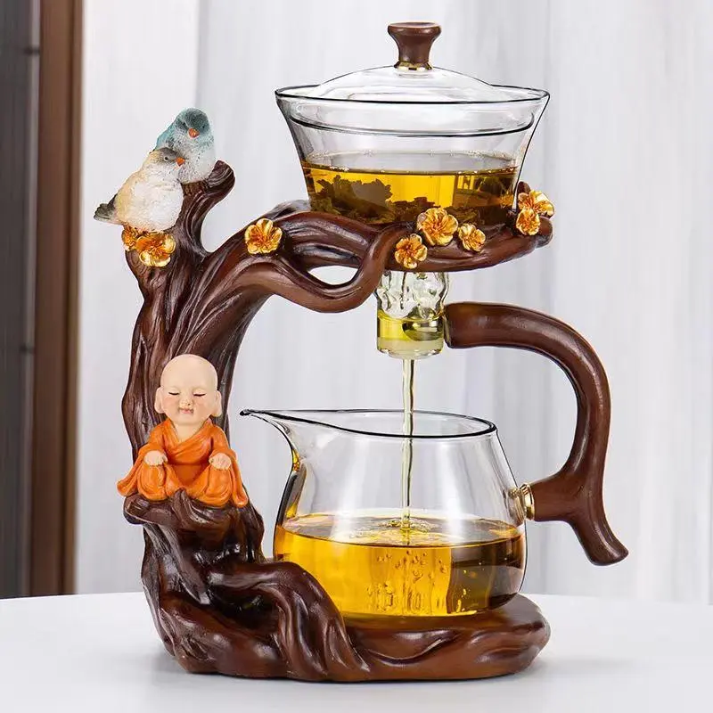 Chim Nhạn Trên Cây, Thiết Kế Nhà Sư Dễ Thương Bộ Ấm Trà Tự Động, Chất Liệu Thủy Tinh Borosilicate Cao, Thích Hợp Cho Gia Đình Và Văn Phòng, Lý Tưởng Làm Quà Tặng