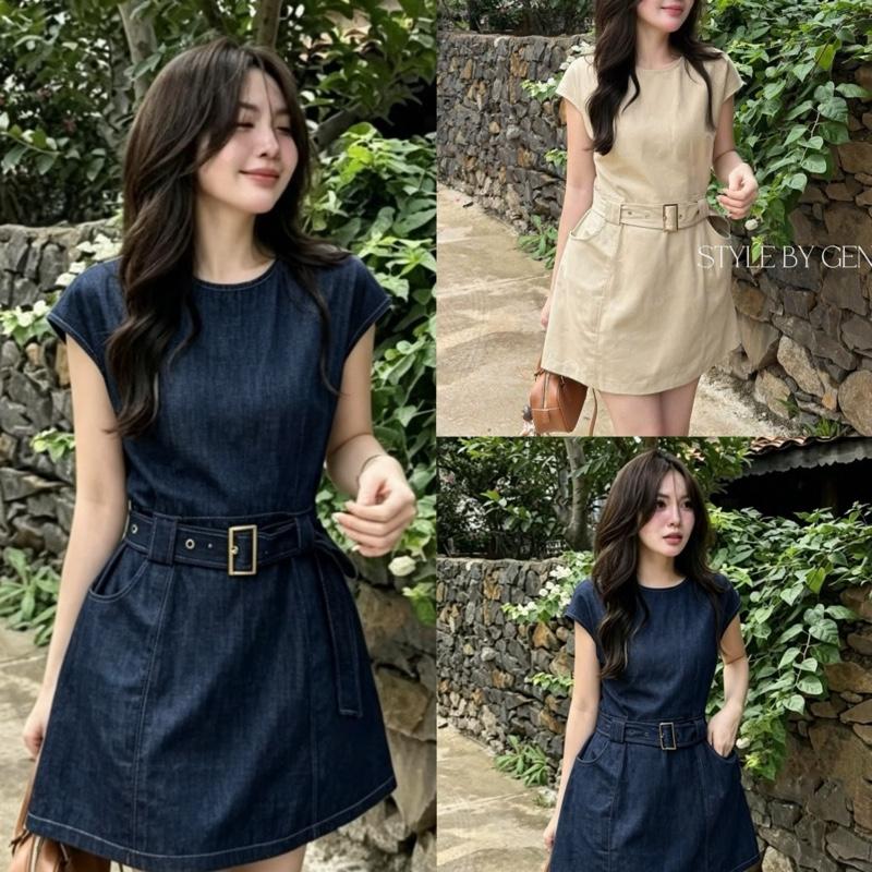 MS968-( Tặng Quần ) Váy Ba Lỗ Nữ tay hến liền thân form suông ngắn chất liệu Jean link1