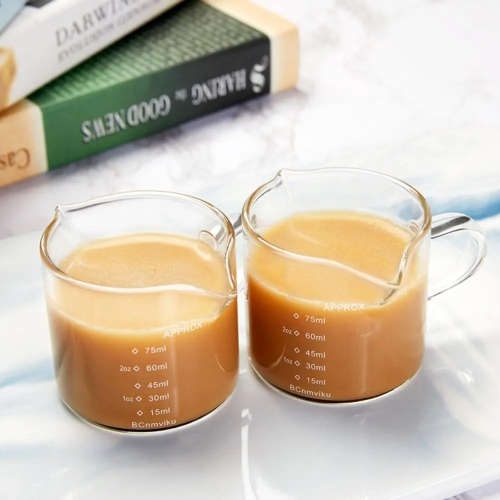 2 PCS Espresso Shot Glass Cup Glass Espresso Shot Glass 75ML V-Shaped Mouth Espresso Cup Clear Glass Espresso Glass Measuring Cup Kitchen