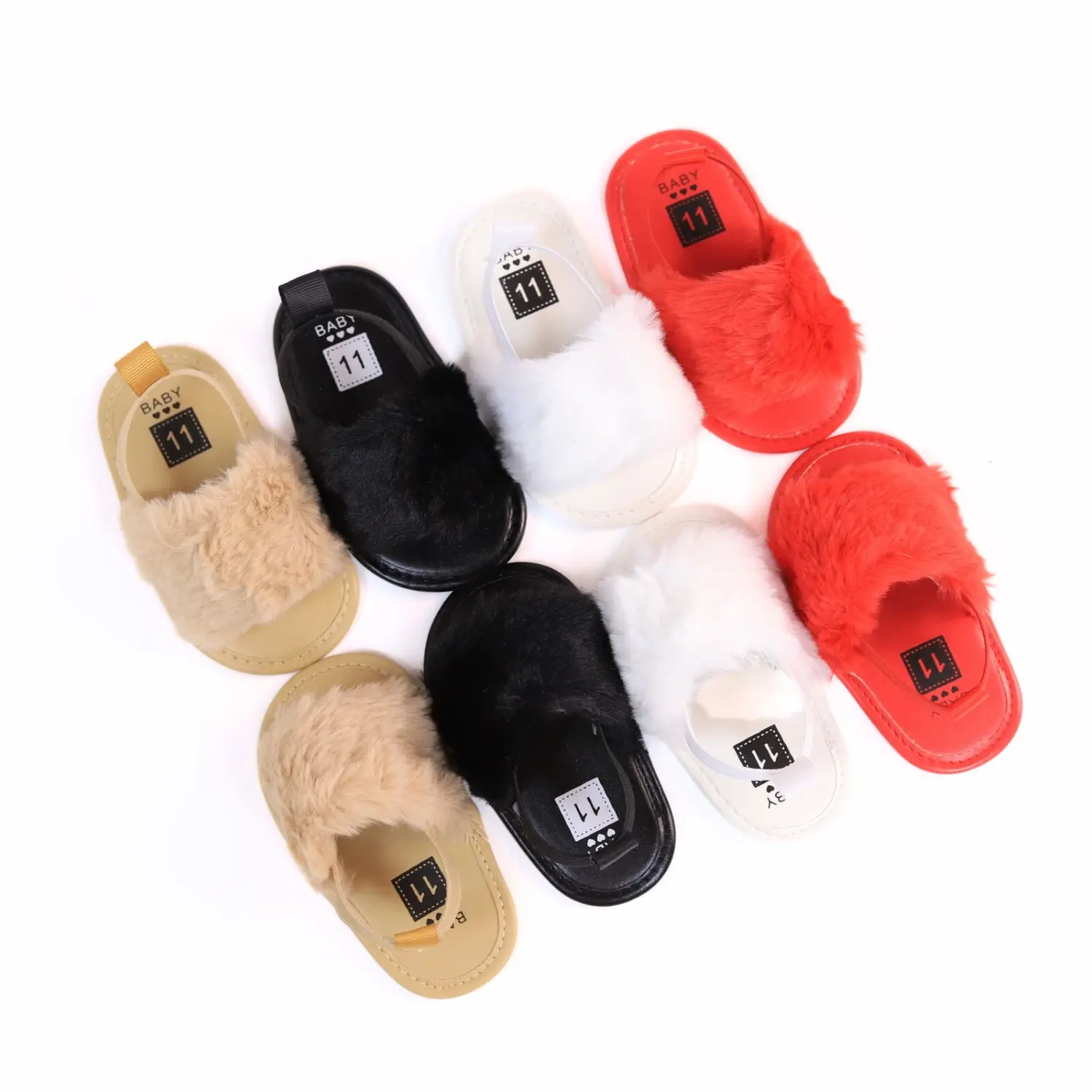 Baby Girls Sandals Fuzzy Non Slip Outdoor Sandals Comfy Toddler Shoes, Fall And Winter