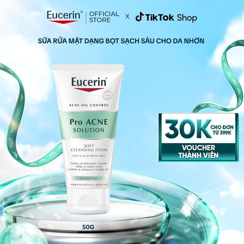  Sữa Rửa Mặt dành cho da nhờn mụn Eucerin Pro ACNE Cleansing Foam 50g - Skincare 