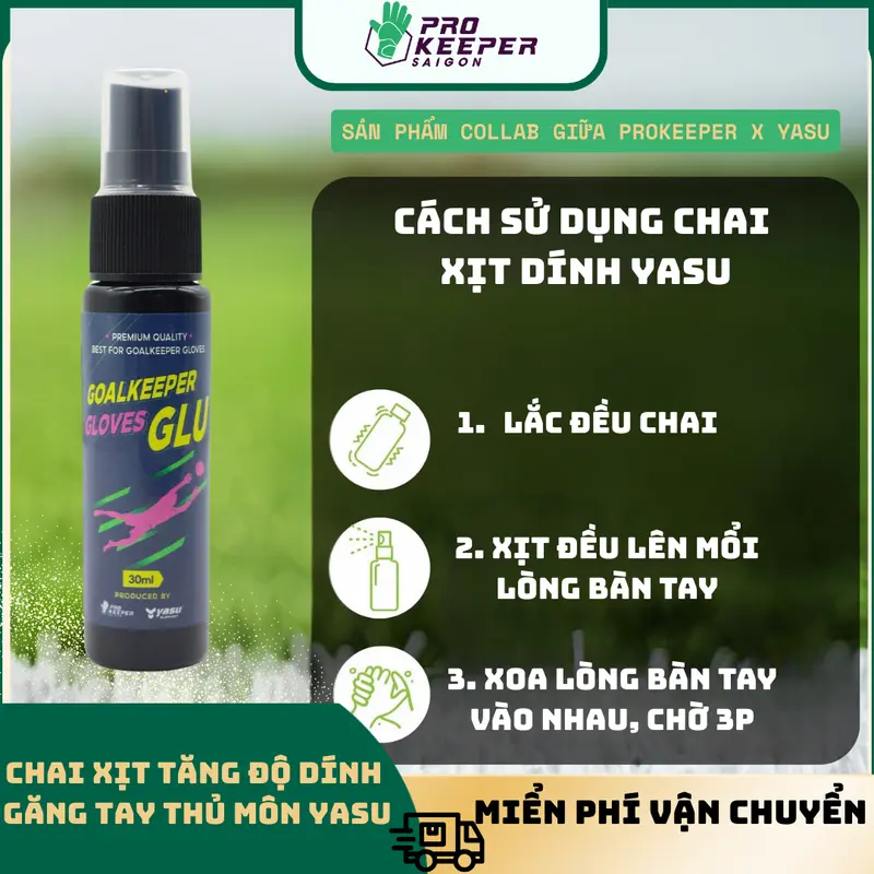 Chai Xịt Tăng Độ Dính Găng Tay Thủ Môn YASU, Tăng Độ Bám Dính Găng tay, Giúp Bắt Bóng Cực Tốt 30ml 3