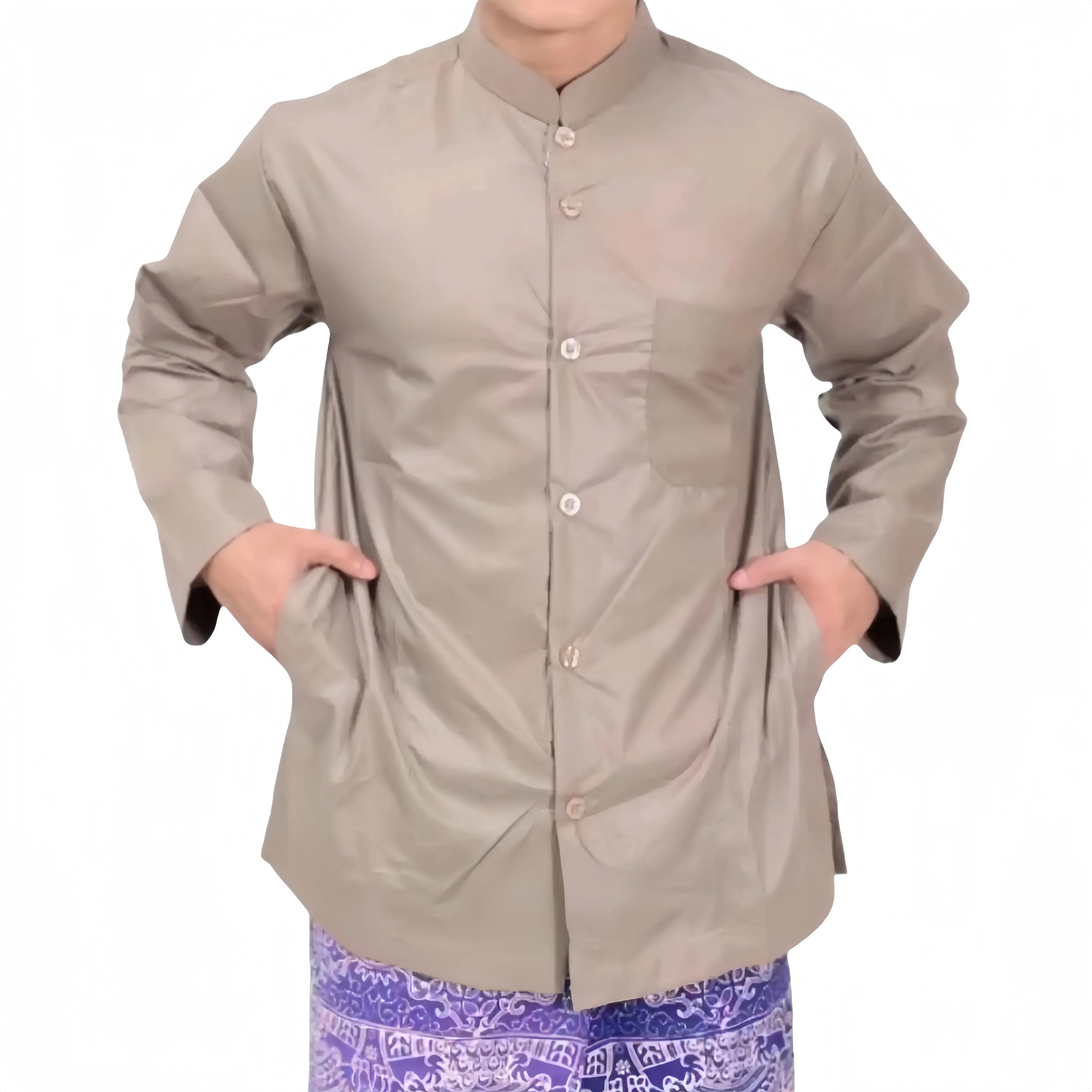Koko haibah baju koko habib dewasa lengan panjang saku samping bahan katun poli adem produk lokal koko ammu ibrahim untuk Putih Cokelat Hitam baju koko modern nyaman