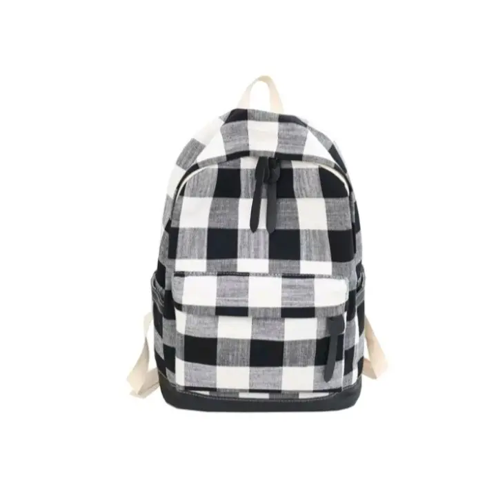 RiFich - Tas Ransel Anak Sekolah Perempuan Motif Kotak Gaya Baru Kasual Populer Kekinian Fashion Viral TK SD 2