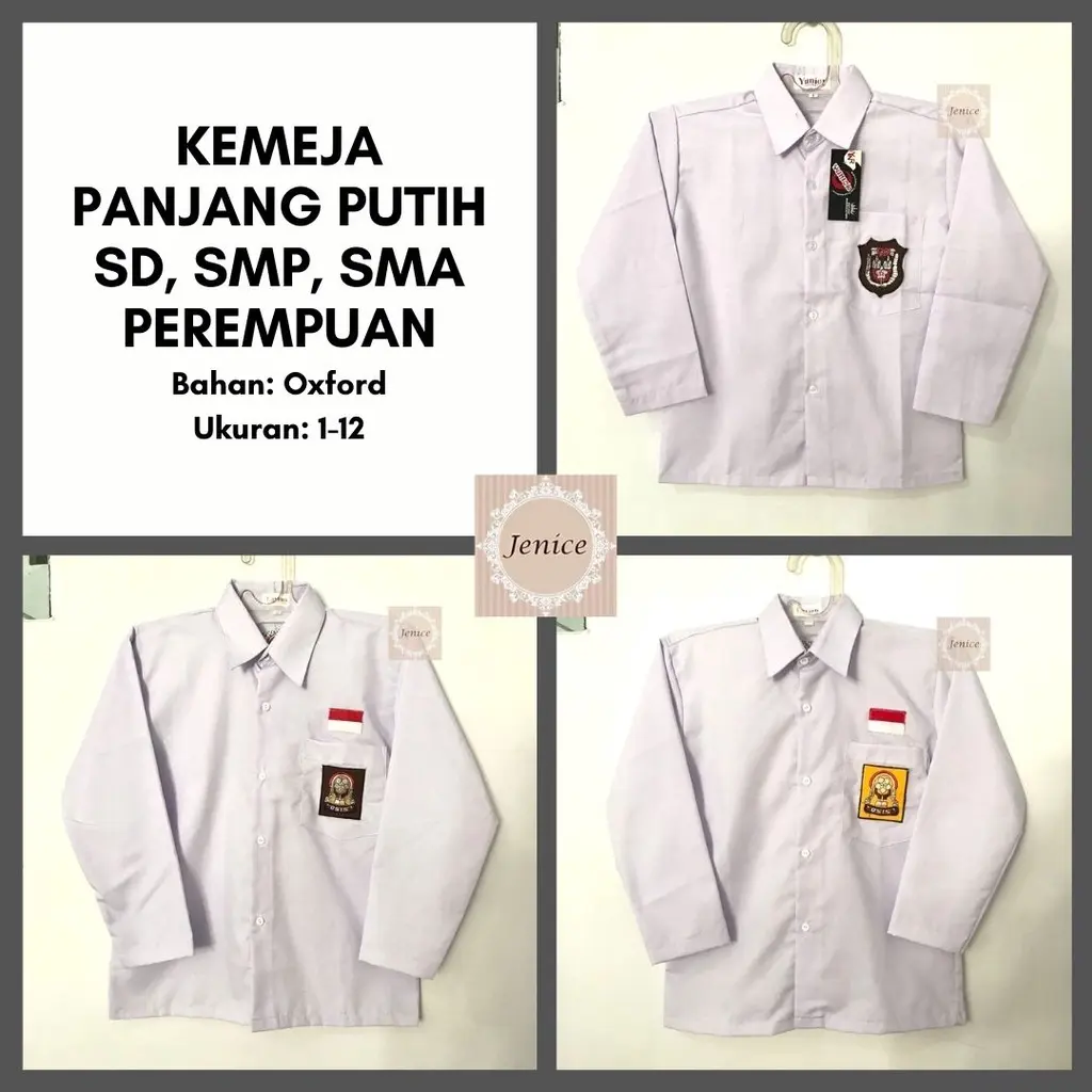 Seragam Sekolah Baju Kemeja Panjang Putih Pakaian Perempuan SD SMP SMA