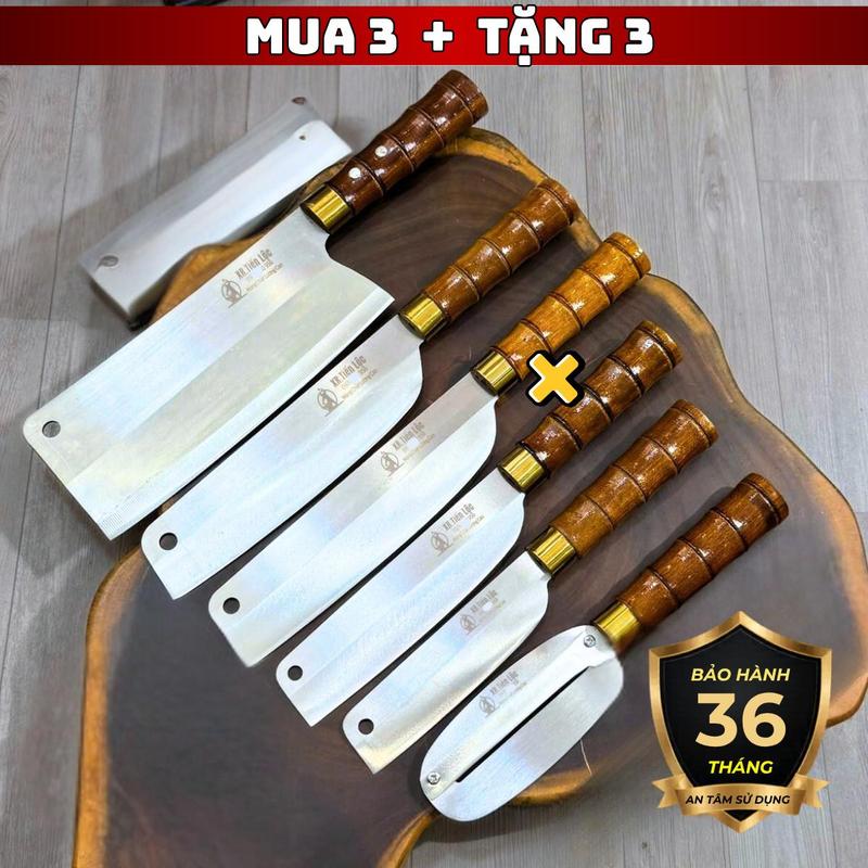 Combo Dao chặt thép trắng kháng gỉ hang thủ công truyền thống