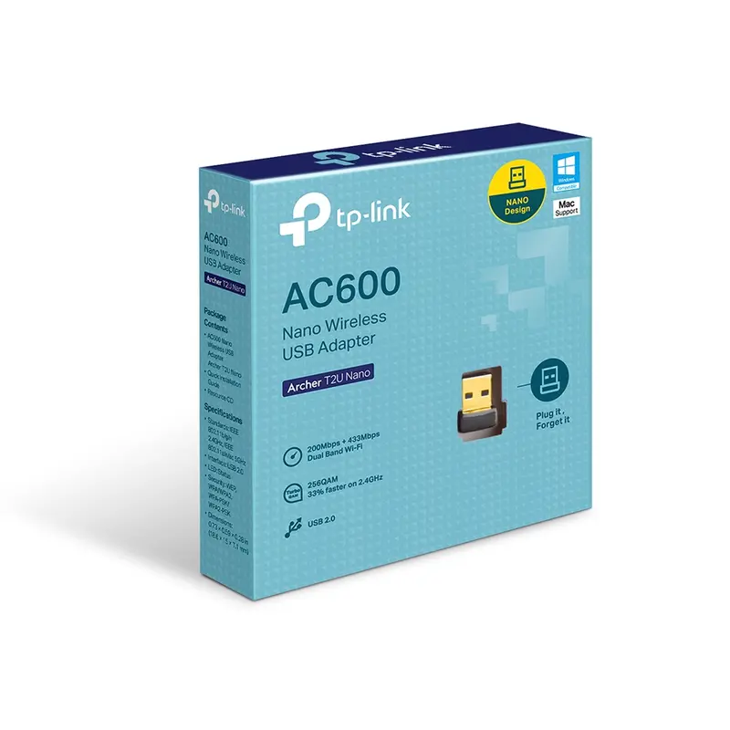 TP-Link Archer T2U Nano |  AC600 Dual Band | Nano Wireless USB Adapter | WiFi Dongle | Plug & Play 6