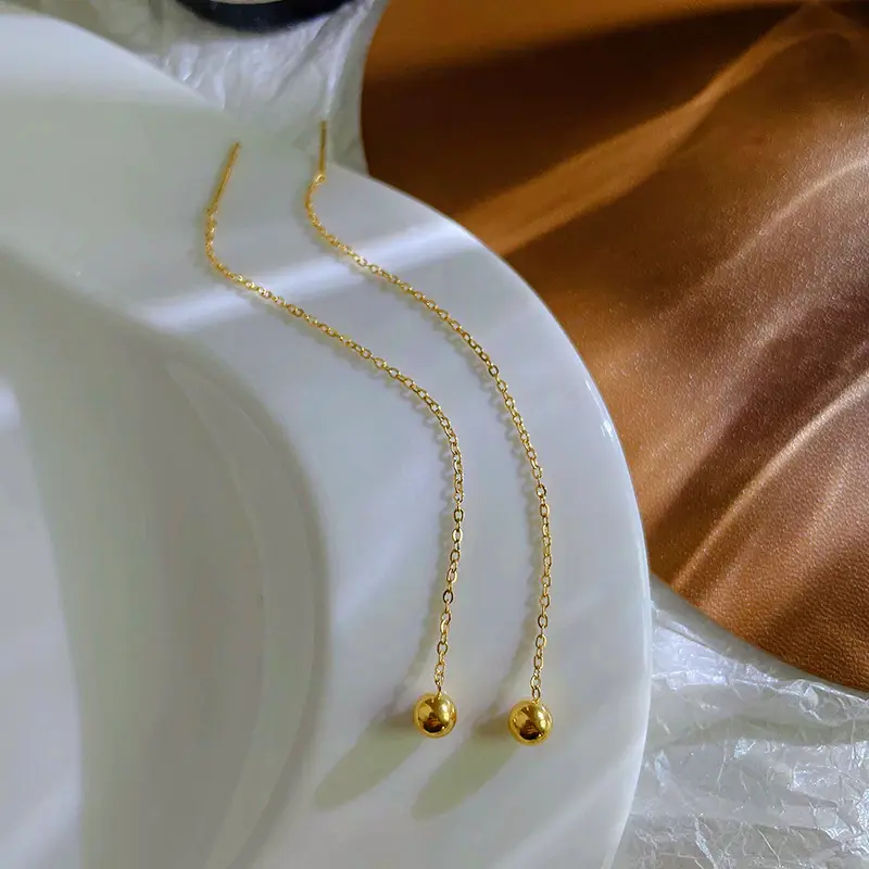 E & J - anting tusuk titanium wanita fashion korea gold 24k motif boba 7