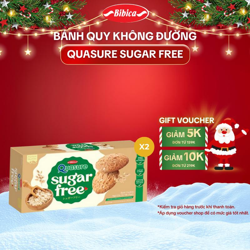  Combo Hộp Bánh Ăn Kiêng Không Đường Quasure Sugar Free Cookies Bibica Gồm Ngũ Cốc & Yến Mạch Hạt chia 128g; Khoai Lang Tím & Dừa 112g; Quasure Hộp Thiếc 256g 