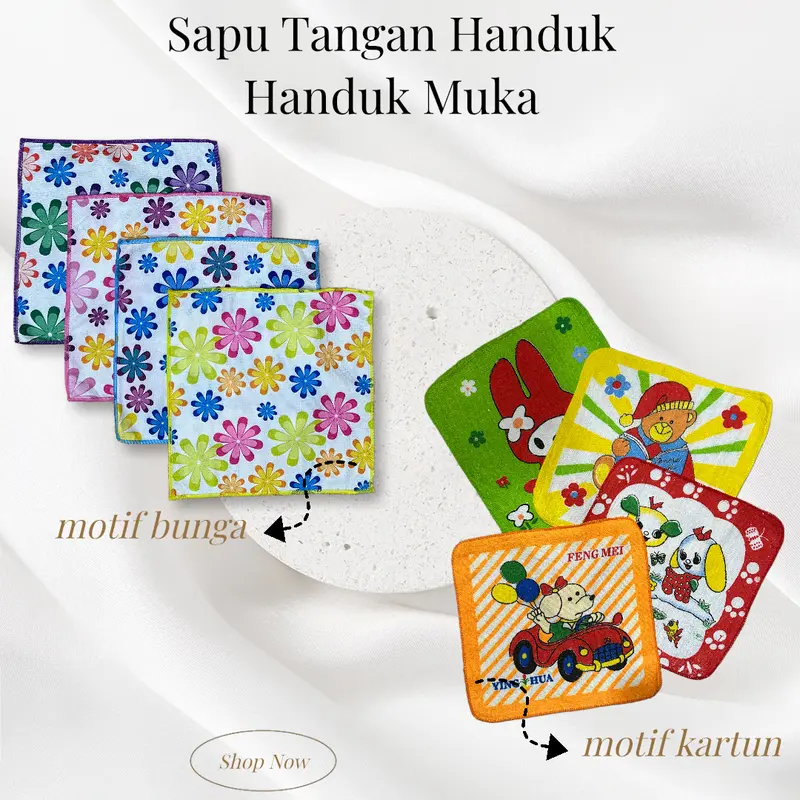 BAYIe - 3 Pcs Sapu Tangan Handuk/Handuk muka/Lap Mulut Anak Motif RANDOM 0