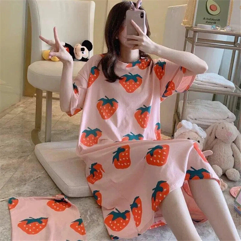 Daster Wanita Premium Baju Tidur Remaja Dewasa Gaun Malam Motif Nyaman Dress DS3 Katun Panjang Merah 6