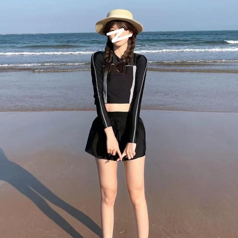 Bikini Nữ, Áo Tắm Xẻ Tà Hai Mảnh, Đồ Bơi Nữ, Áo Dài Tay, Quần Ngắn, Đồ Thể Thao Đồ Bơi, Đồ Đi Biển Sport Chạy Bộ Yoga Tập Yoga Tập Gym Tập Thể Dục 7