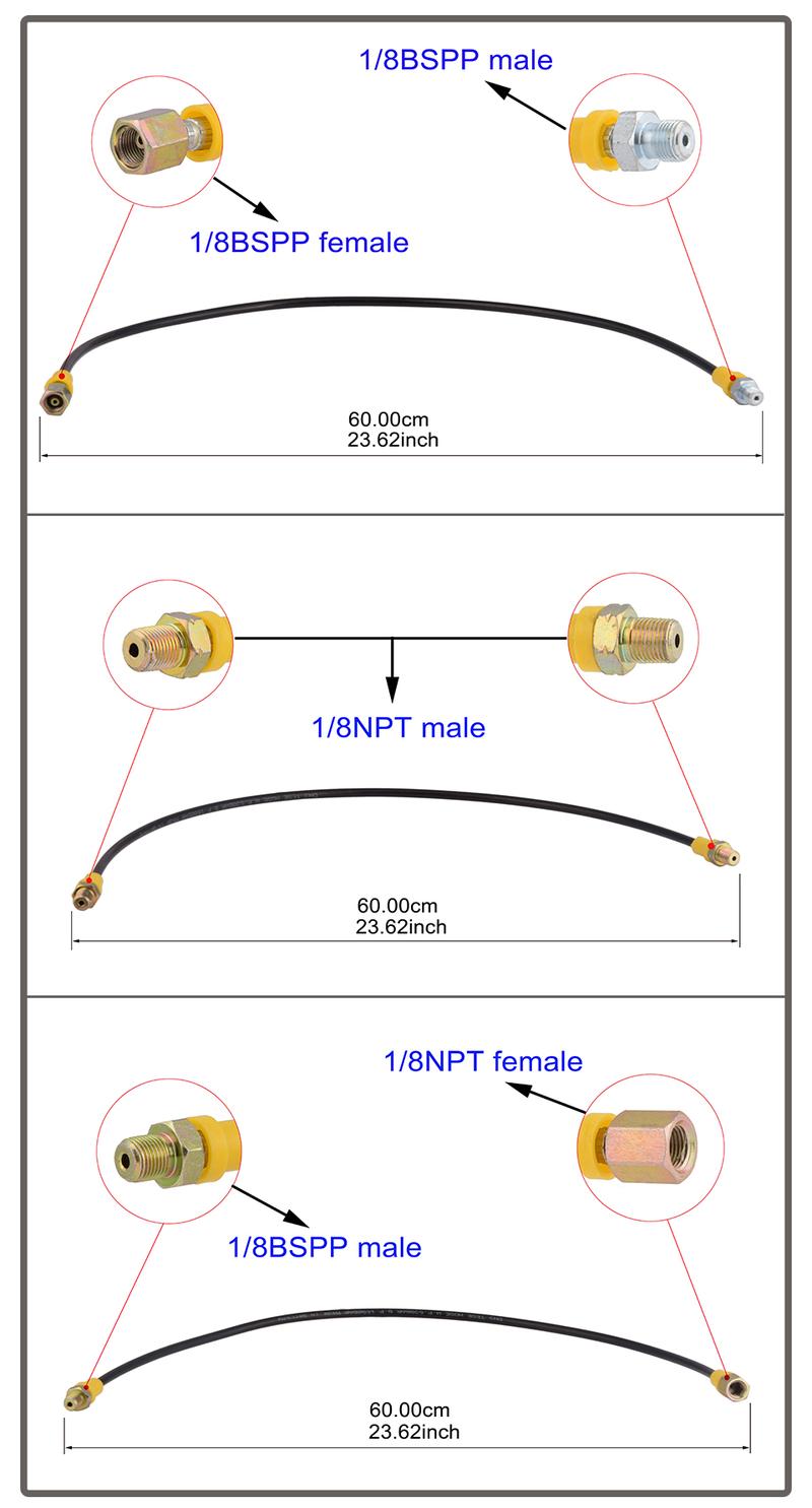 Product Introduction of HPA 30MPA M10*11/8BSP 1/8NPT Nylon High Pressure Hose Pump Accessories 14