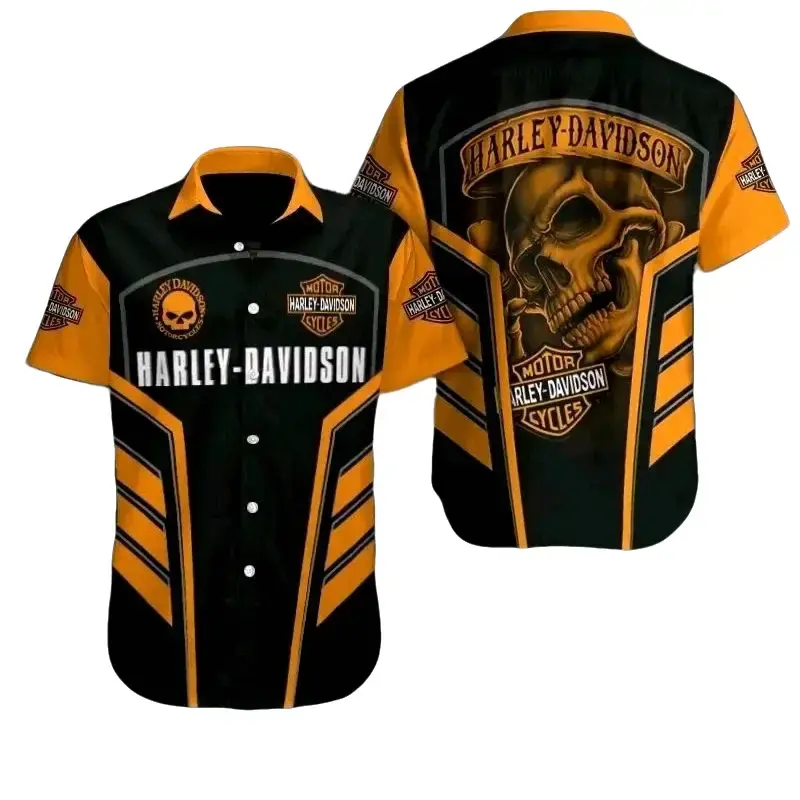 055 kemeja harley davidson keren fullprinting pria Baju Motif Nyaman Dewasa Kerah Atasan Casual Branded Distro Distro