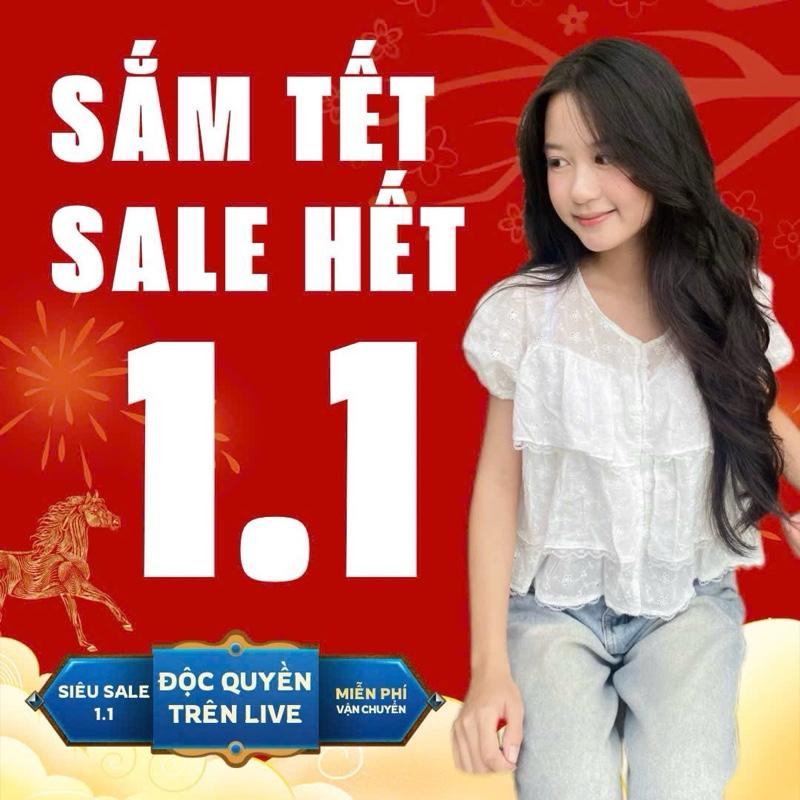 1 lớp Áo babydoll nhiều tầng thêu hoa nổi phối viền ren áo cổ tròn cài cúc dễ thương Salavi N2 072