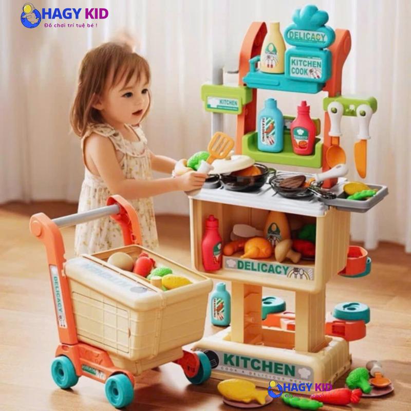 Đồ Chơi Xe Đẩy Biến Hình Bếp Nấu Ăn Nhiều Chi Tiết Cho Bé Hagykid Bộ Đồ Chơi Sáng Tạo Thú Vị