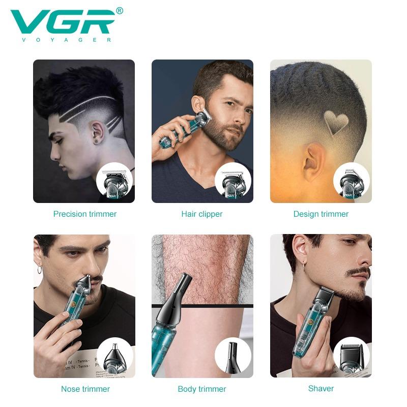 Product Introduction of ORIGINAL VGR V-102 Professional Hair Clipper Hair Cut Mechine Nose Trim 6in1 USB Charging V106 V109 Shavor Razor 6 In 1 13