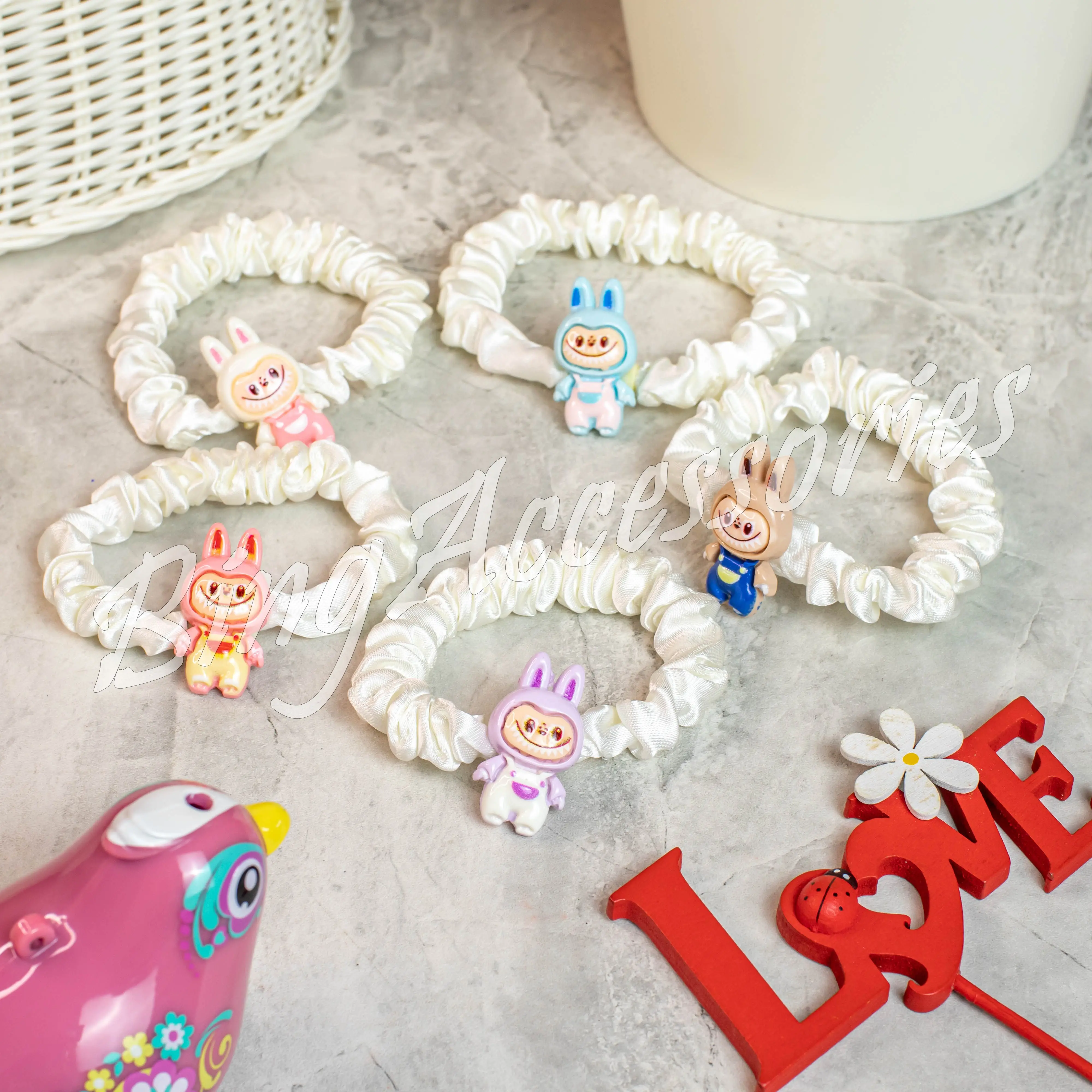 Kuncir Scrunchie Motif Labubu Karet Rambut - Untuk Wanita