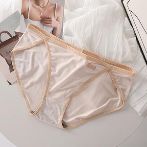 Plus Size High-Cut Women's Underwear - Simple Japanese Style Modal Cotton Triangle Panties for 105kg with Contrast Trim
