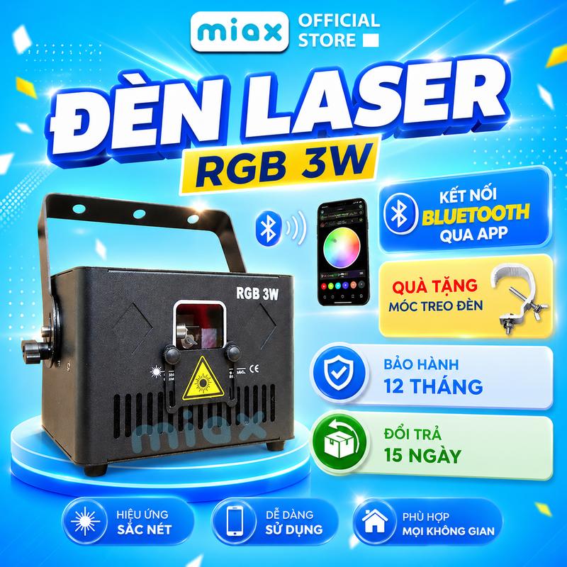 Đèn laser Quét Tia 3w - Kết Nối Bluetooth, Điều Khiển Qua App Ánh Sáng Rực Rỡ…