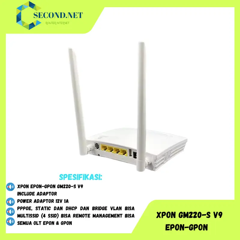 ONU XPON GM220-S ONT EPON GPON Wifi Antena 6(802.11ax) Include Adaptor Modem Router Sinyal 4