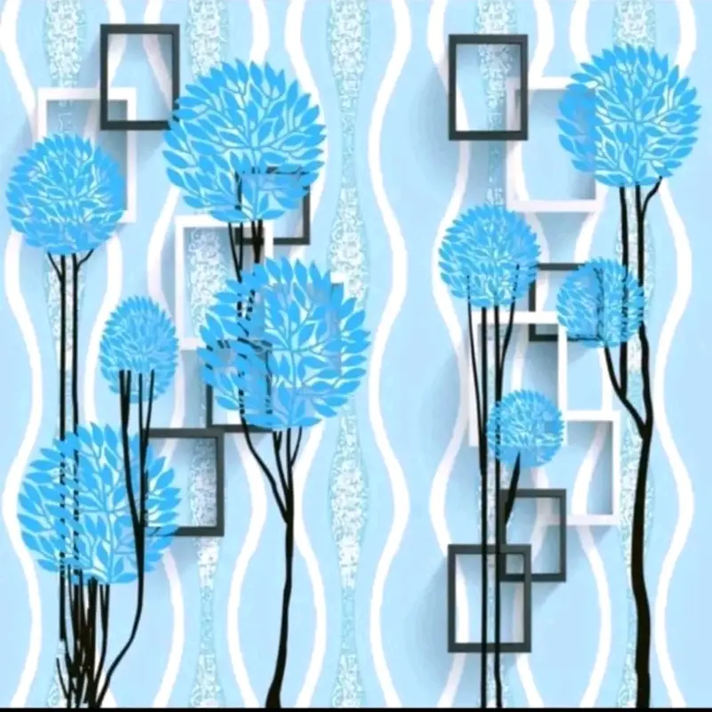 Wallpaper Dinding Pohon Biru muda Aesthetic, UK 10 m x 45 cm 0