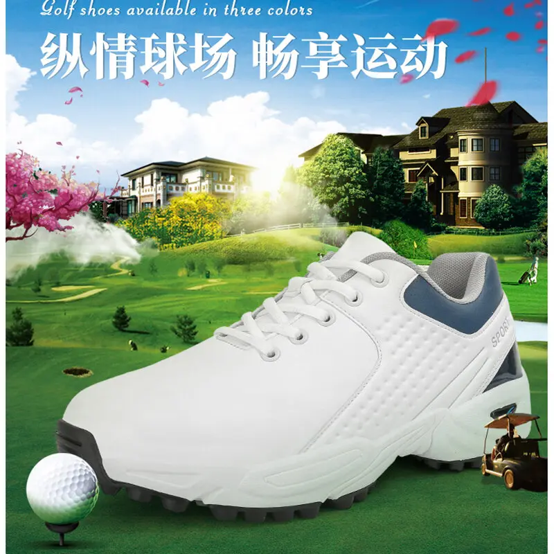 New High Quality Men Professional Golf Shoes Waterproof Spikes Golf Sneakers Black White Golf Trainers Big Size 40-47