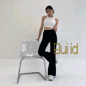 FLARE PANTS RIB KNIT CUTBRAY HIGHWAIST CELANA WANITA  KULOT CUTBRAY - CELANA WANITA