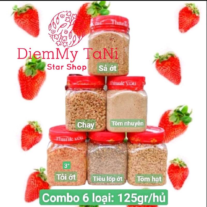 Combo 6 loại muối Tây Ninh chấm trái cây, bánh tráng, hải sản, gà, trứng (NHỎ)