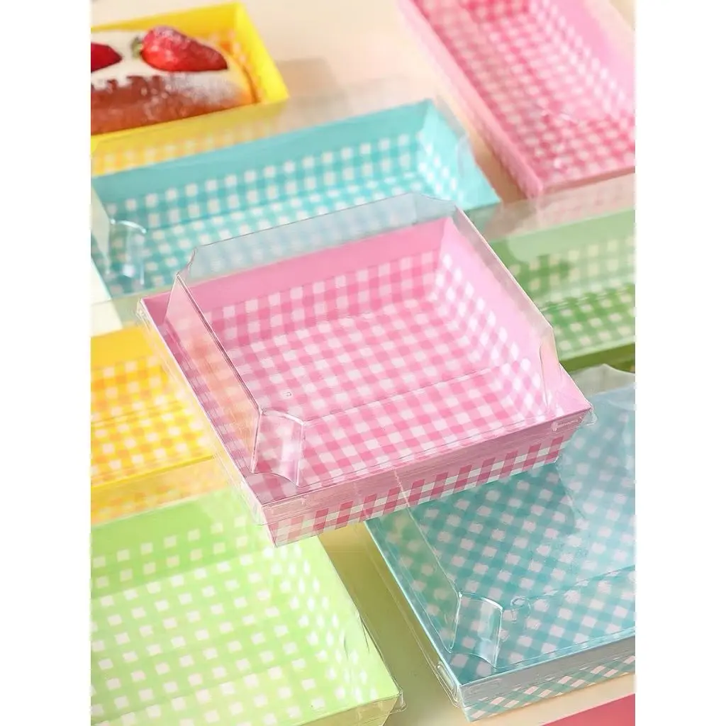 10pcs Paper Cake Box Kotak Kue Brownies Bolu Roti Burger Sandwich Donat Egg Tart Warna