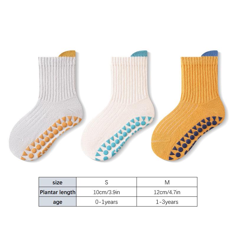 Product Introduction of 0-3Y 3Pairs/Lot Solid Color Kids Socks Soft Cotton Boys Girls Anti-slip Floor Socks Spring Autumn Children Casual Socks 16