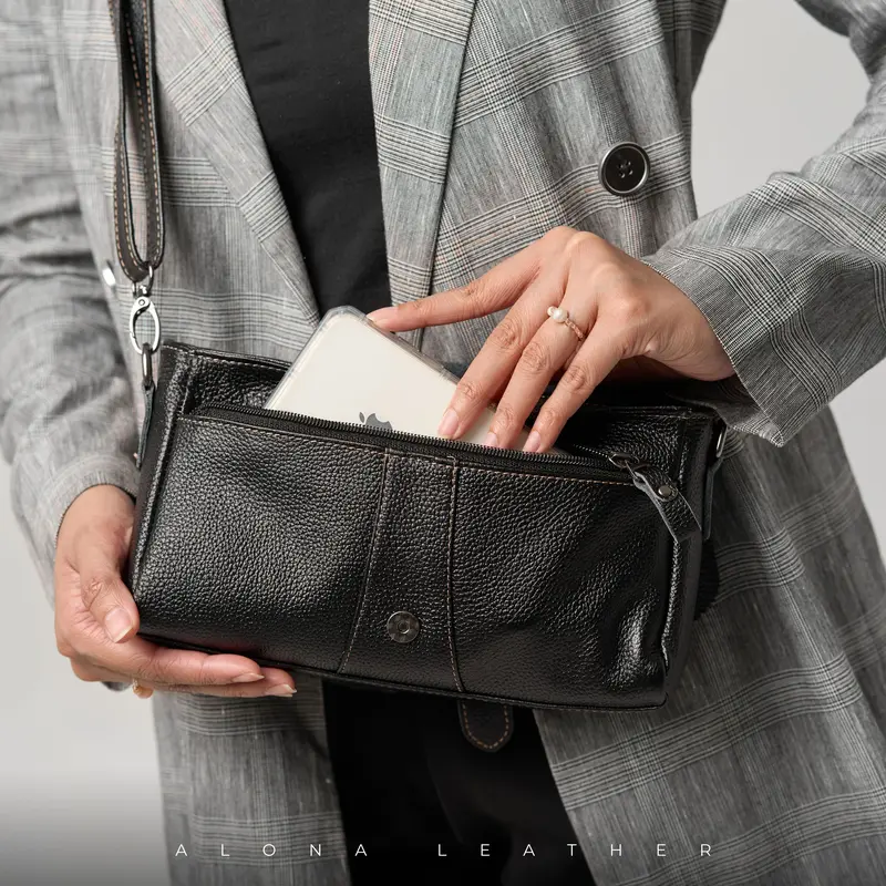 Alona Leather Charlotte Bag - Tas Selempang Bahu Wanita Kulit Sapi Asli Free Card Holder 4
