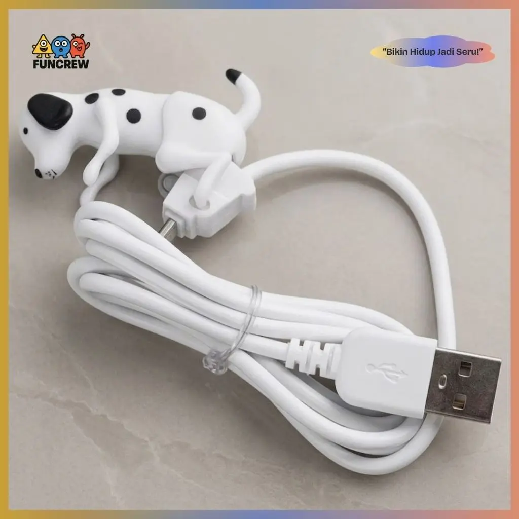 [FUNCREW] Kabel Charger Humping Dog Lucu - Pelindung Kabel Anjing Gerak Unik - Anjing Putih, Type C