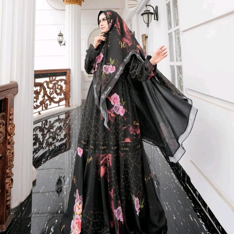 Almira Gamis  Motif printing  Digital klok mayung Gamis pesta   Syari Muslim Kondangan 5
