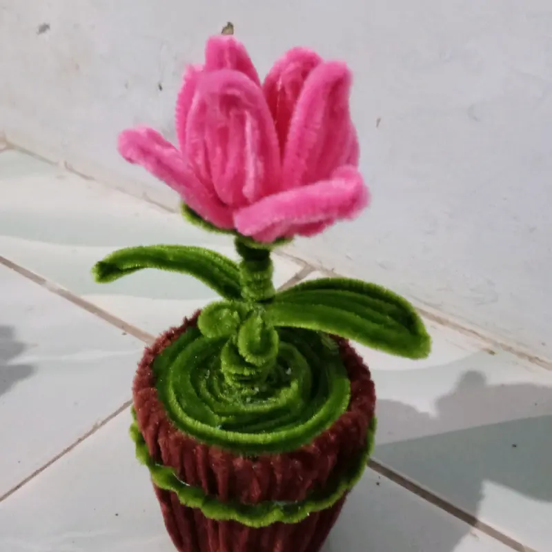 Bunga Pot Kawat Bulu untuk Dekorasi Meja dan Dinding - Hadiah 1