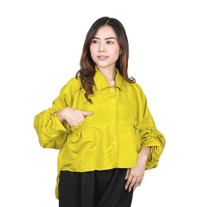 Mamiw colection - kemeja lengan serut seorina shirt  Atasan Wanita 2