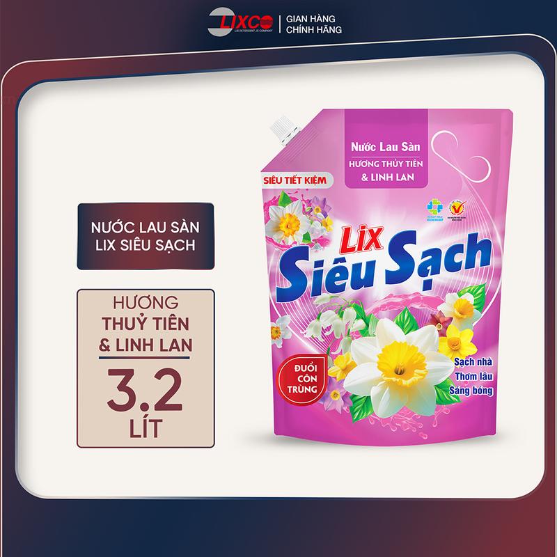 Nước lau sàn siêu sạch 3.2L hương thủy tiên và linh lan 15302