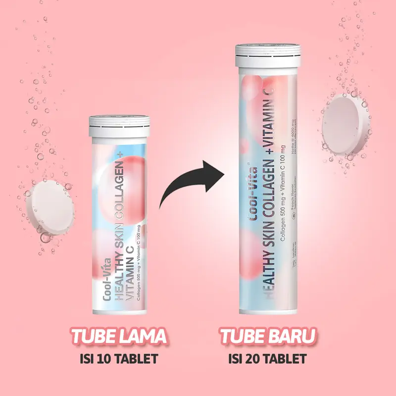 [IDS] Coolvita 4 Tube Collagen Effervescent (Total 80 Tablet) + 1 Pouch Fiber RTD - Minuman Larut Rasa Peach | Mengandung 500mg Fish Collagen dan 100mg Vit C per Tube | Membantu Menjaga Kesehatan Kulit 2