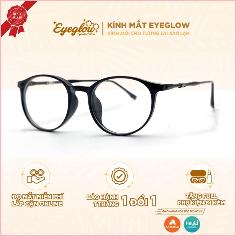 [Bán chạy nhất] Gọng kính mắt tròn nam nữ Eyeglow chất liệu nhựa TR90 dẻo phụ kiện thời trang cao cấp EG22431