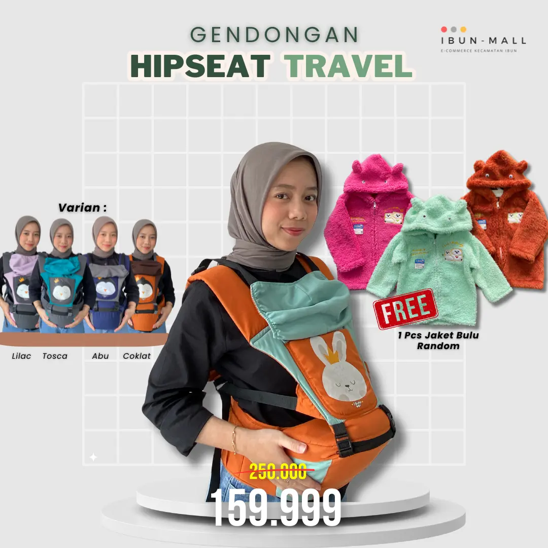 SPESIAL TRINA - Gendongan Hipseat Karakter Lucu Free Jaket Bulu Cewek Cowok Bayi Bunda