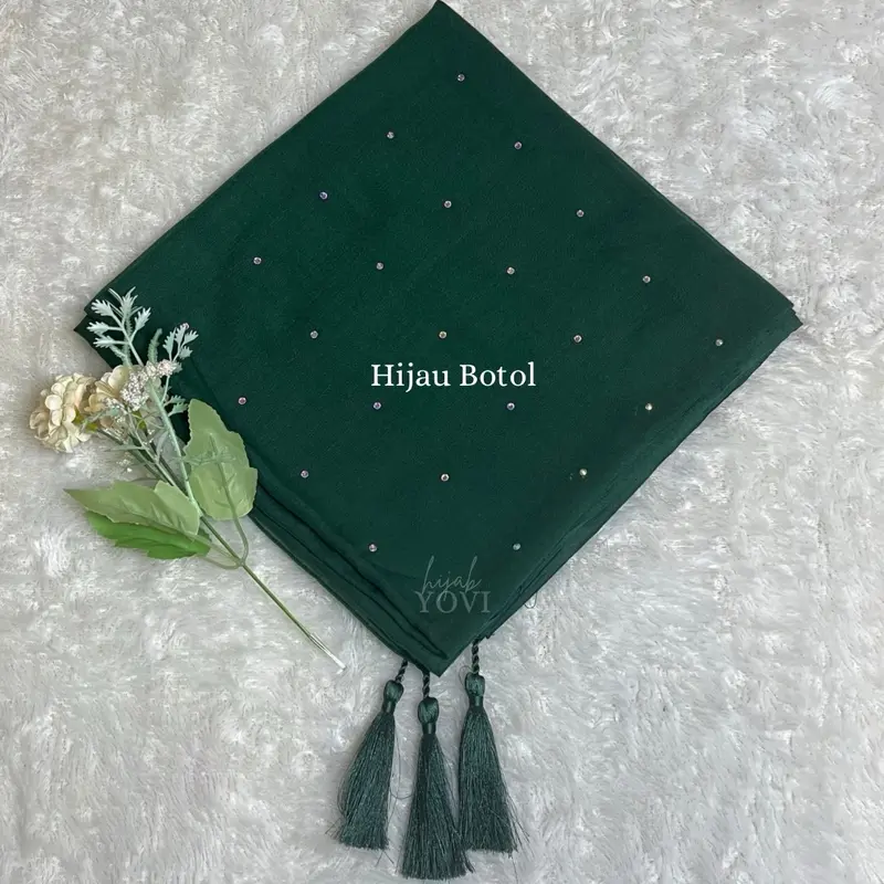 Hijab Paris Swarovsky Tabur Tasel Rajut New Hijab Paris Cantik Payet Square Muslim Wanita Standar Segi Empat Mewah Seragam Katun Nyaman 3