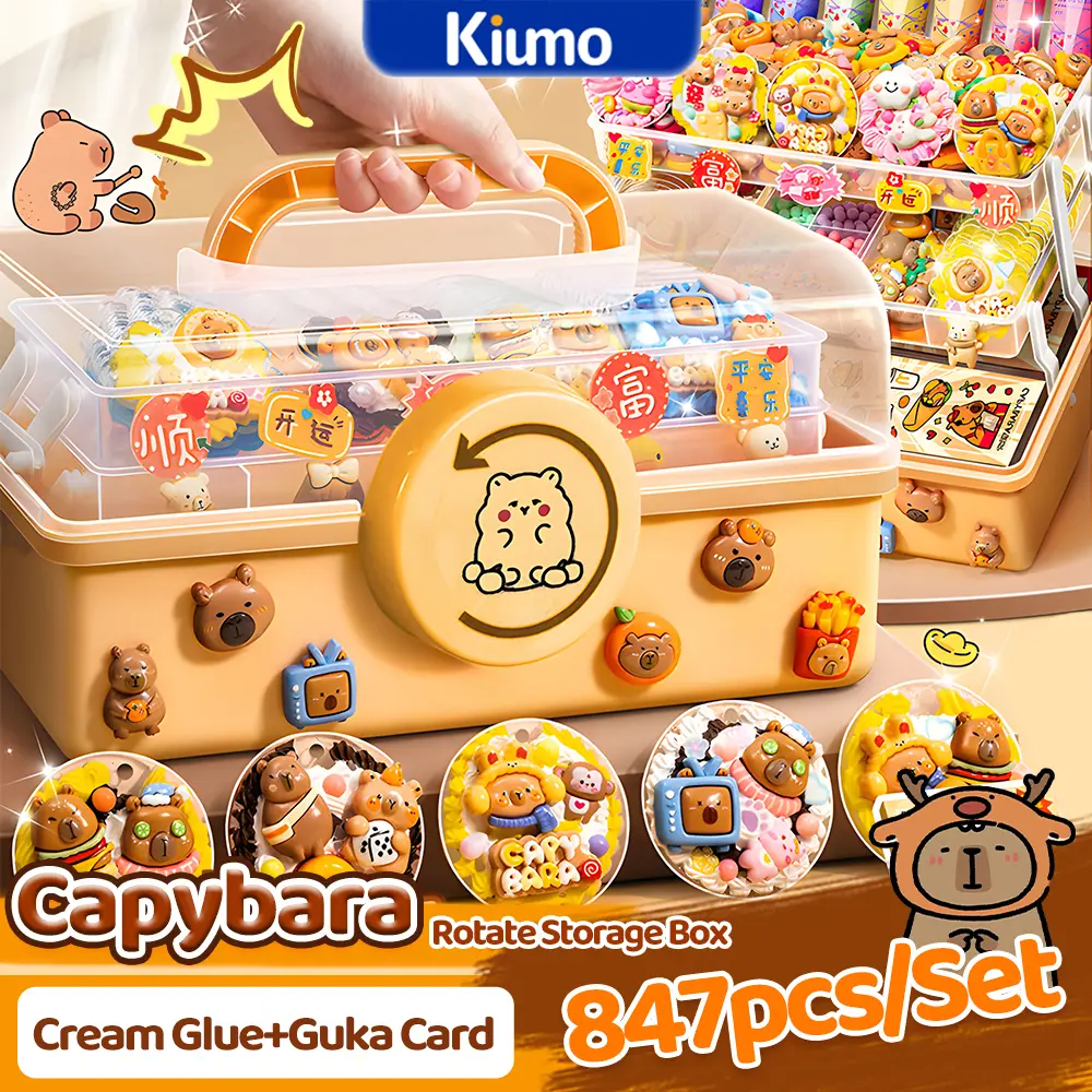 Kiumo Capybara Guka Set Krim Lem Stiker Guka Set Stiker Stiker Guka Buatan Tangan Hadiah Besar Hadiah DIY Guka Aksesoris Paket Hadiah